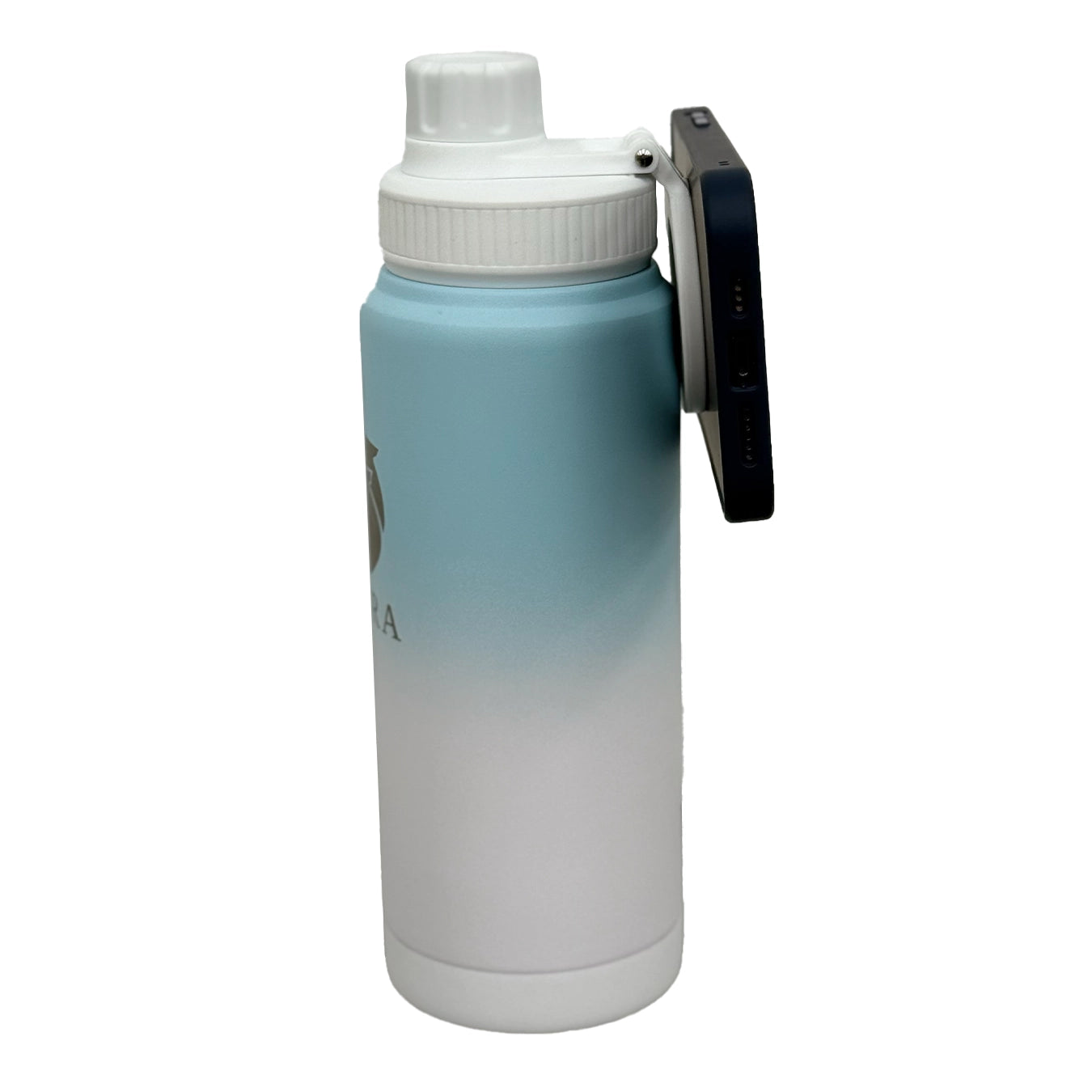 Hydra Water bottle with Phone Holder – White